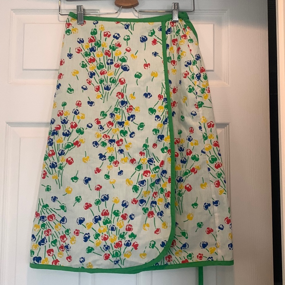Vintage Primary Floral Half Apron